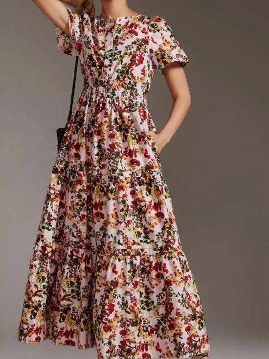 Anthropologie Dresses & Skirts - Anthropologie Somerset Maxi Dress Size M Smocked Tiered Dress Like New